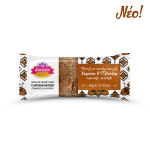 Jannis Sesame Honey Bar with Carob Ginger Orange & Almonds 18x40g