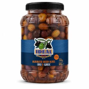Ideal Pitted Mixed Olives with Garlic & Chilli 6x800g