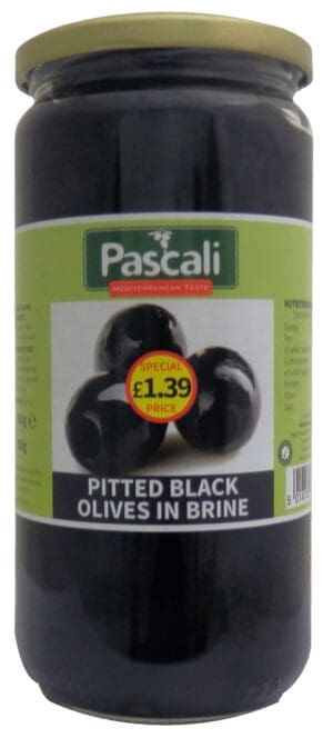 Pascali Pitted Black Olives 6x665g