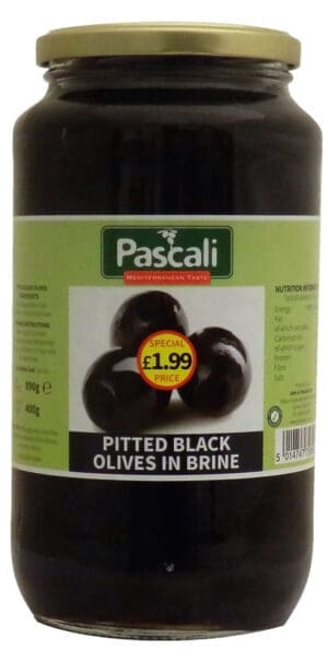 Pascali Pitted Black Olives 6x890g