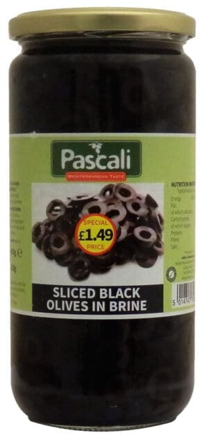 Pascali Sliced Black Olives 6x665g
