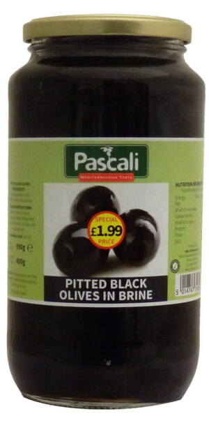 Pascali Pitted Black Olives 6x890g