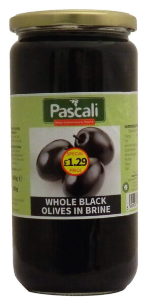Pascali Whole Black Olives 6x665g