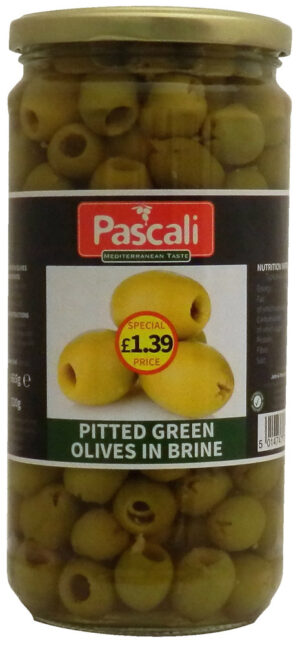 Pascali Pitted Green Olives 6x665g